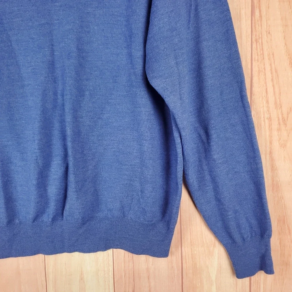 Peter‎ Millar Mens Sweater Large Blue 100% Merino Wool Long Sleeve Pullover